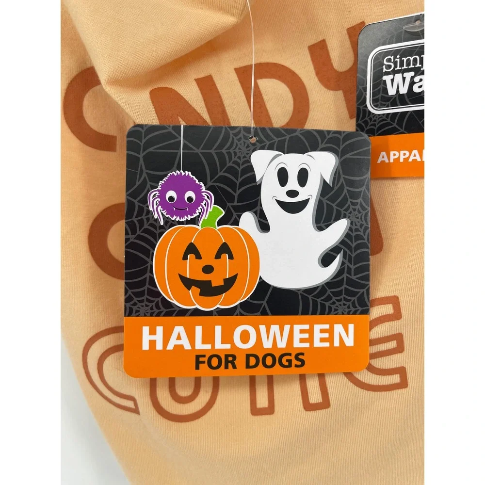 Simply Wag Dog T-Shirt Small Peach Candy Corn Cutie Halloween New